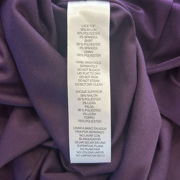 Alex Evenings Elegant Purple Long Sleeve Lace Dress Size 8 - Picture 10 of 10